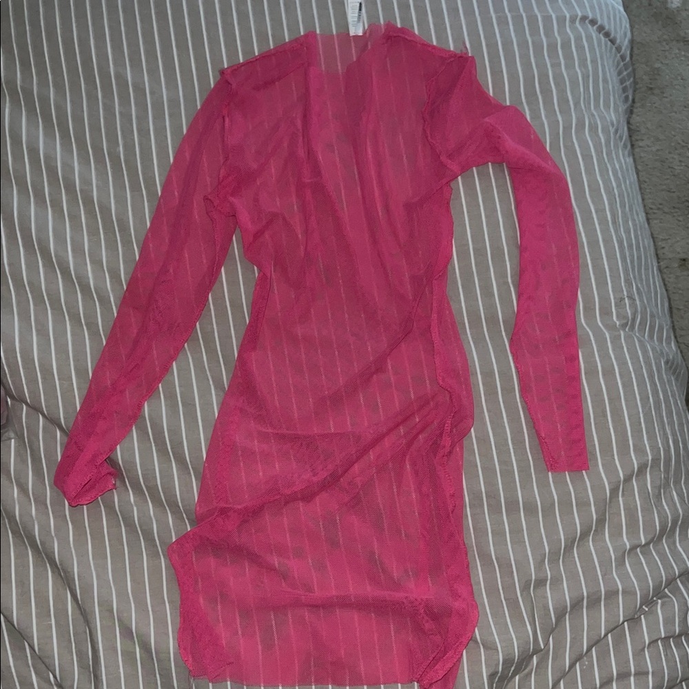 Elegant Pink Sheer Dress/ COVER UP